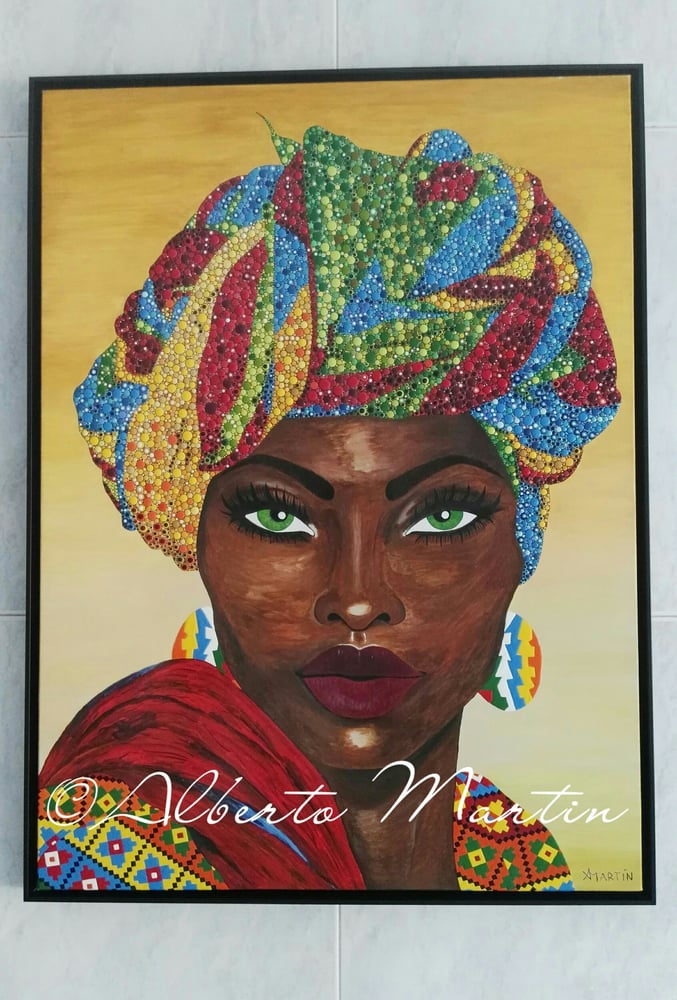 Image of "ALIKA", original artwork acrylic painting dotart canvas by Mandalaole Alberto Martin