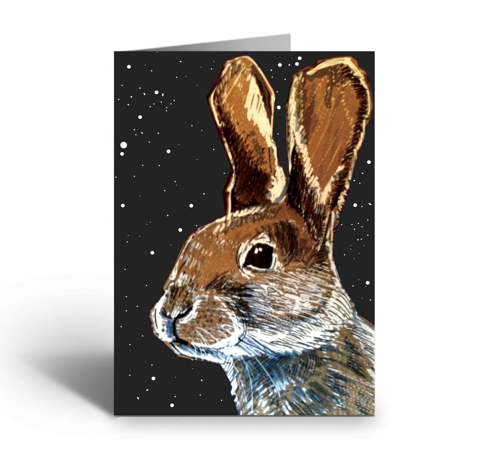 Image of Hare At Night art greetings card
