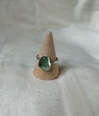 Image 1 of Turquoise Sea Glass Sterling Silver Ring size P