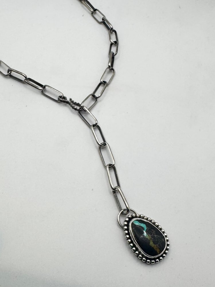 Image of Blackjack Adjustable lariat Necklace - chunky handmade paperclip chain