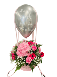 Image 1 of Deluxe Pink Fresh Flower Balloon Hat Box 