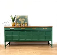 Image 1 of Vintage Mid Century Modern Retro NATHAN SIDEBOARD / DRINKS CABINET painted in Green