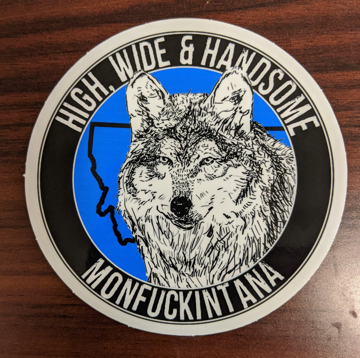 Image of New: High, Wide and Handsome Grey Wolf Sticker