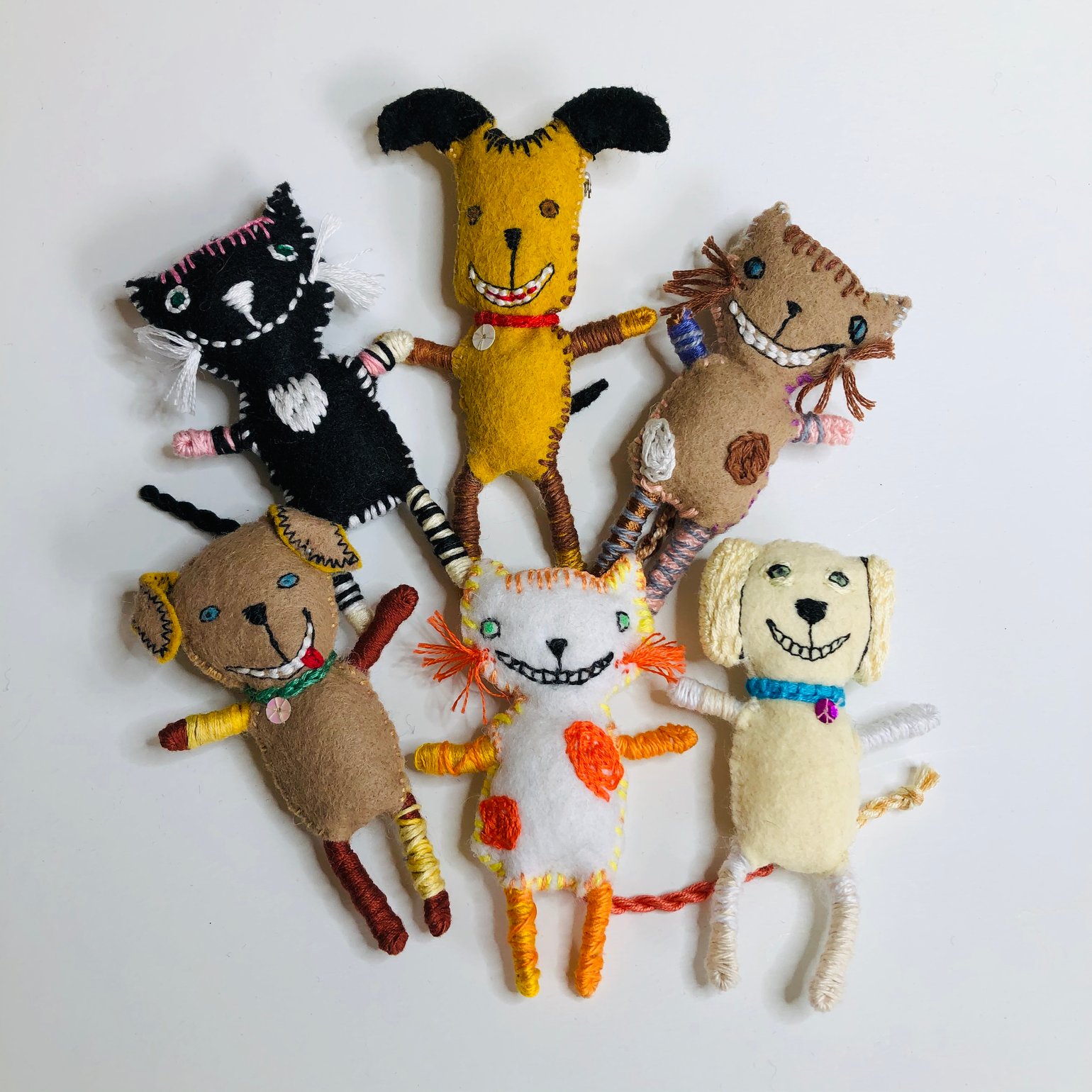 Image of Original handmade cat and dog brooches