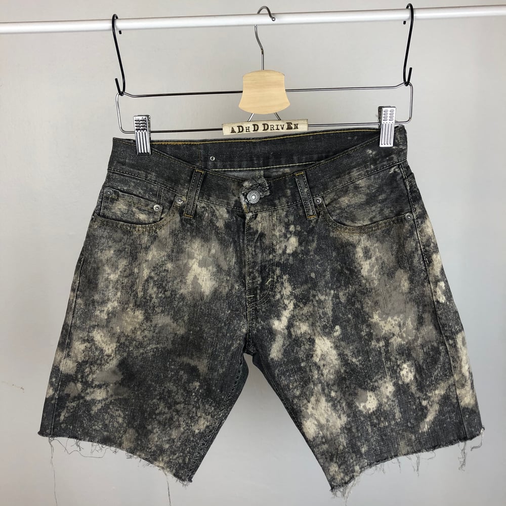 Image of Hand dyed distressed Levis jorts 