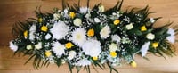 Funeral Coffin Spray - Yellow & White 
