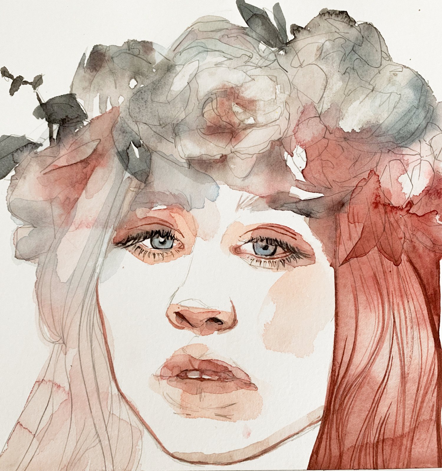 Agnes-Cecile pink flowers (25x18 cm)