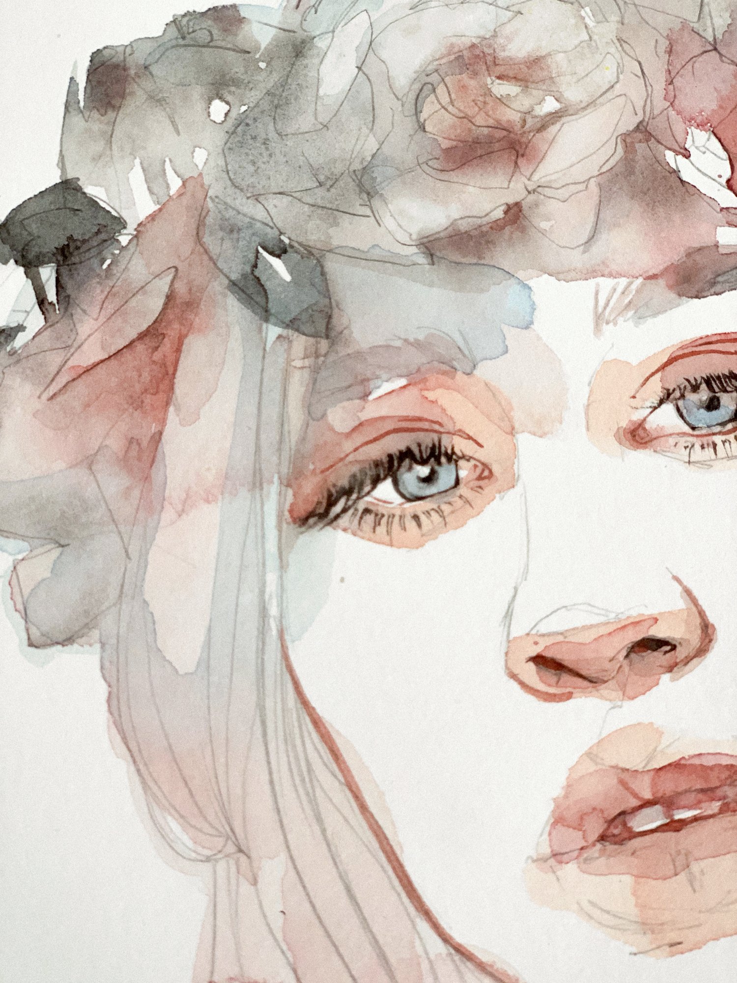 Agnes-Cecile pink flowers (25x18 cm)