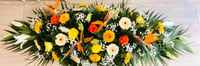 Funeral Coffin Spray - Orange & Yellow 