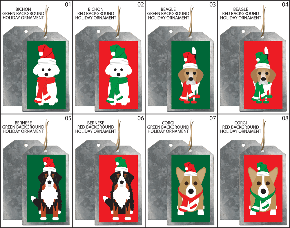 SIMPLY DOGS HOLIDAY ORNAMENTS