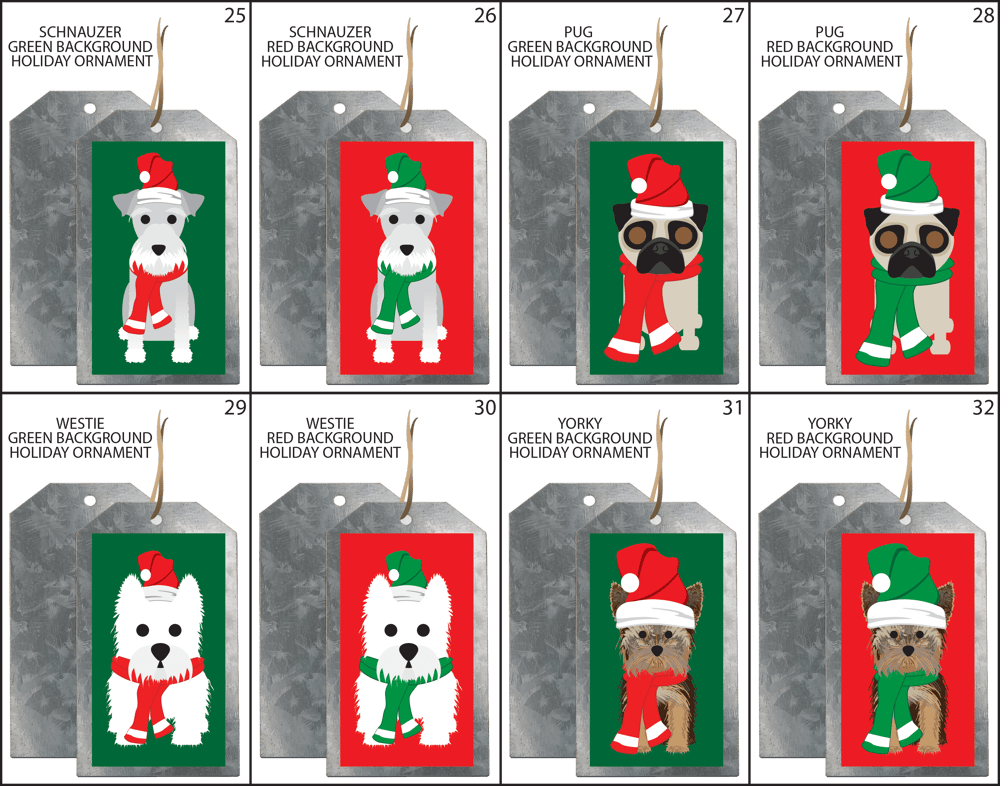 SIMPLY DOGS HOLIDAY ORNAMENTS