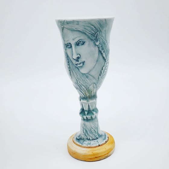 Image of Iced Blue Forest Fantasy Porcelain Goblet
