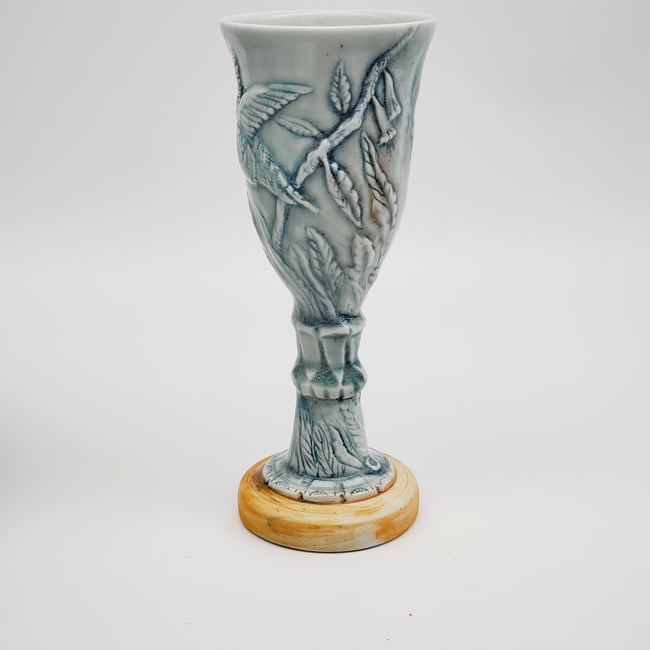 Iced Blue Forest Fantasy Porcelain Goblet