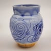 Moonlight Kitty Handcarved Woofired  Porcelain Vase