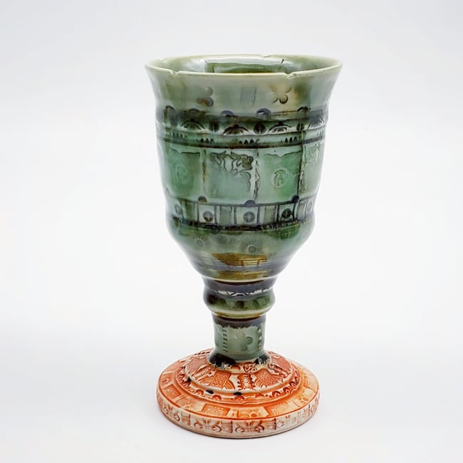 Celtic Green Dragon Porcelain Goblet