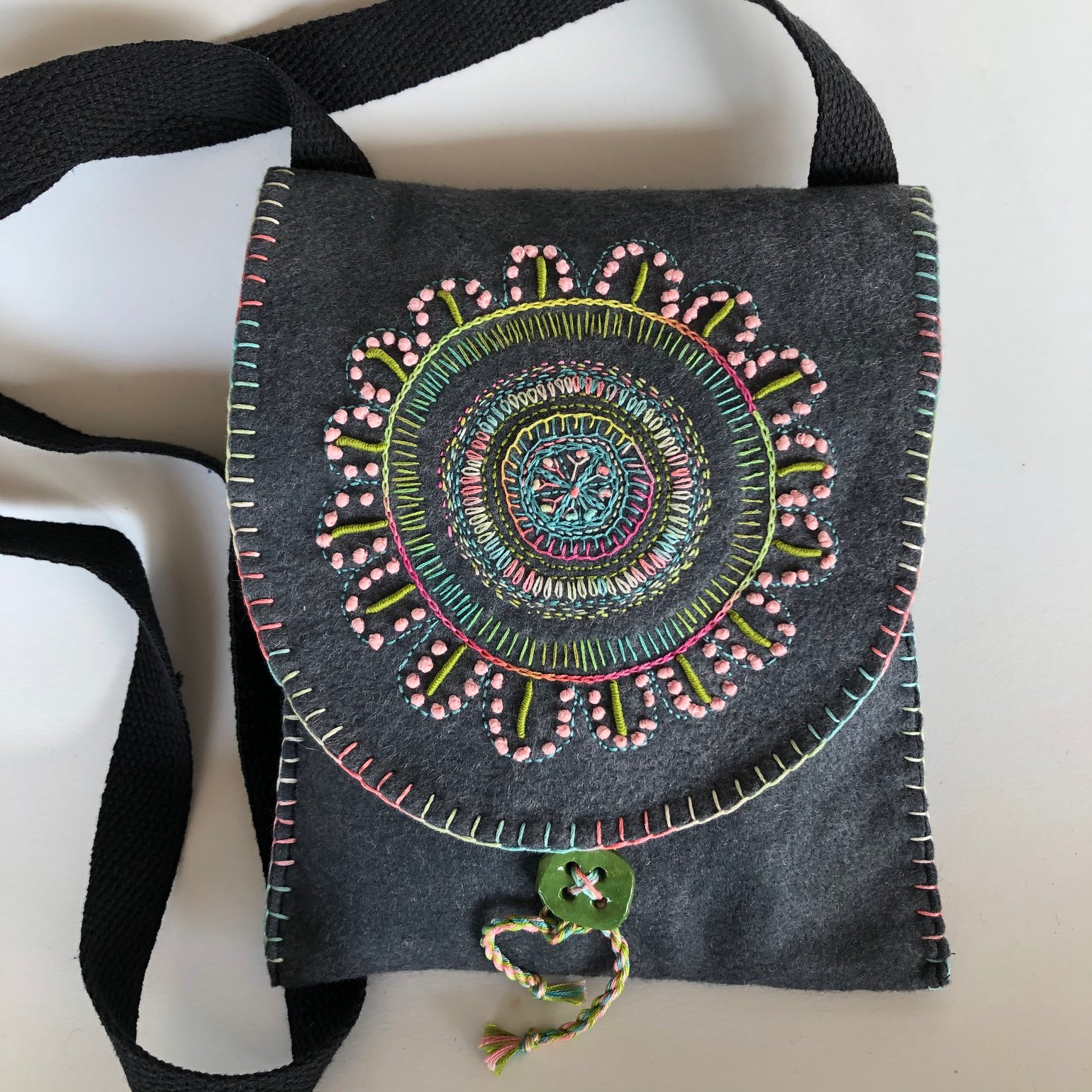 Image of Embroidered wool blend felt bag