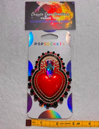 Image 5 of Hand Polished Red Heart Beaded Popsocket 