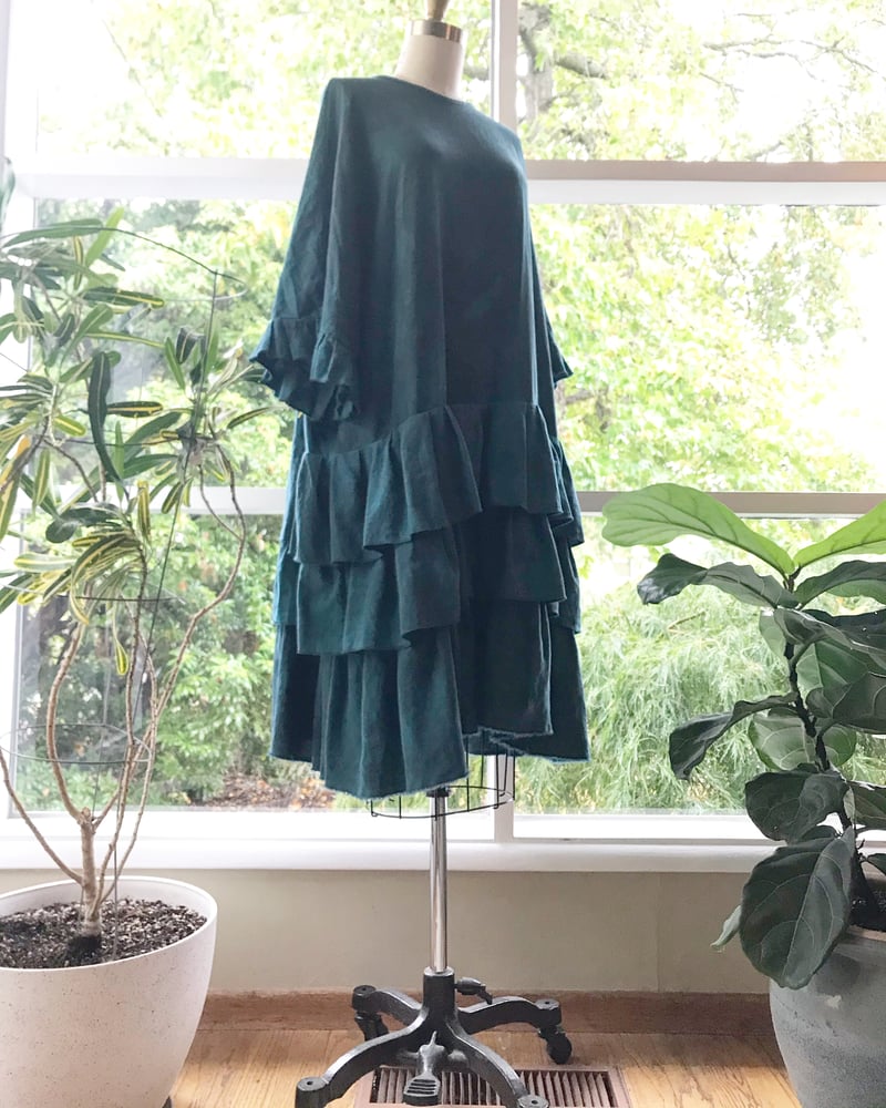 Image of Oversized Linen Tiered Dress