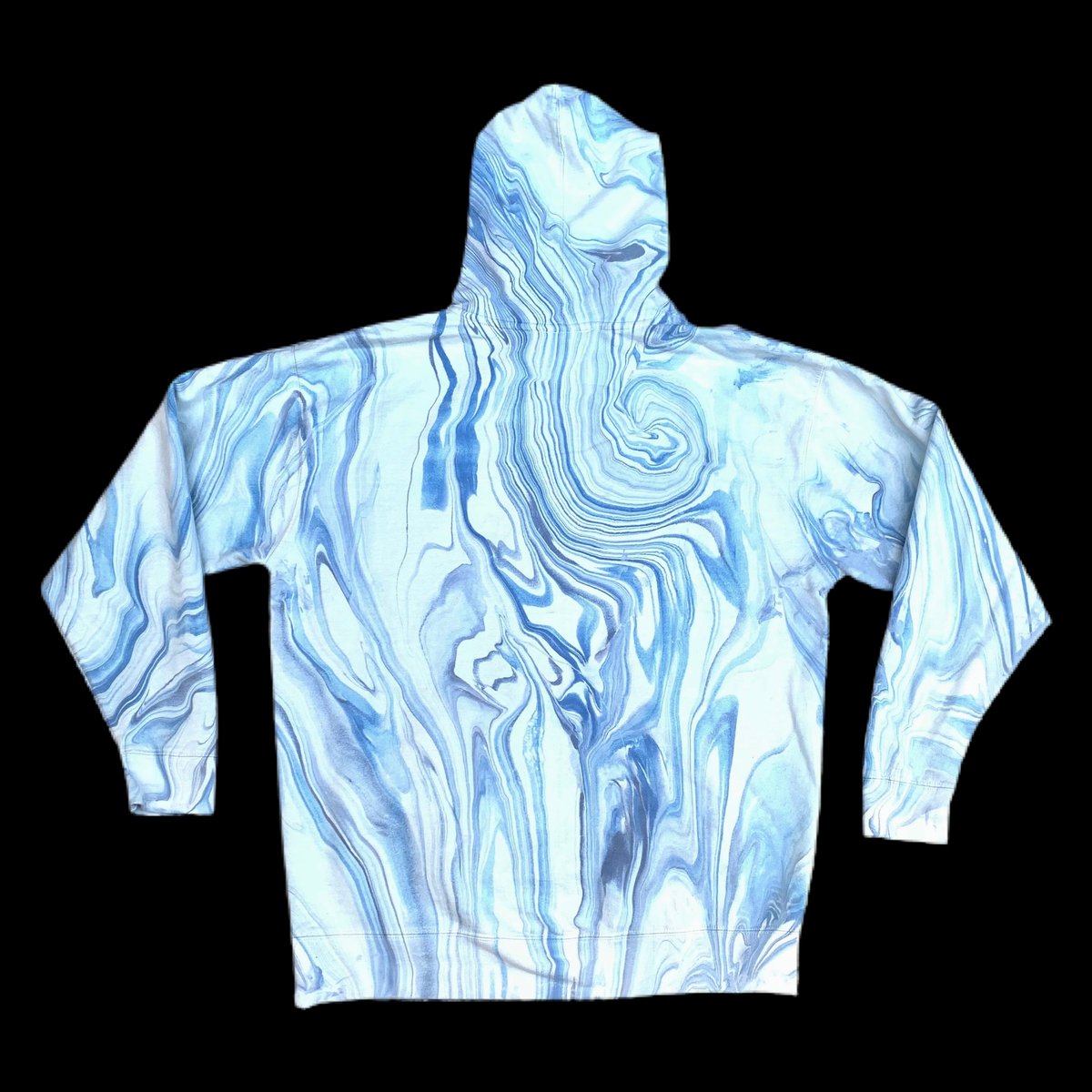 Blue Dream Hand Marble Dyed Unisex Hooded Sweatshirt! 