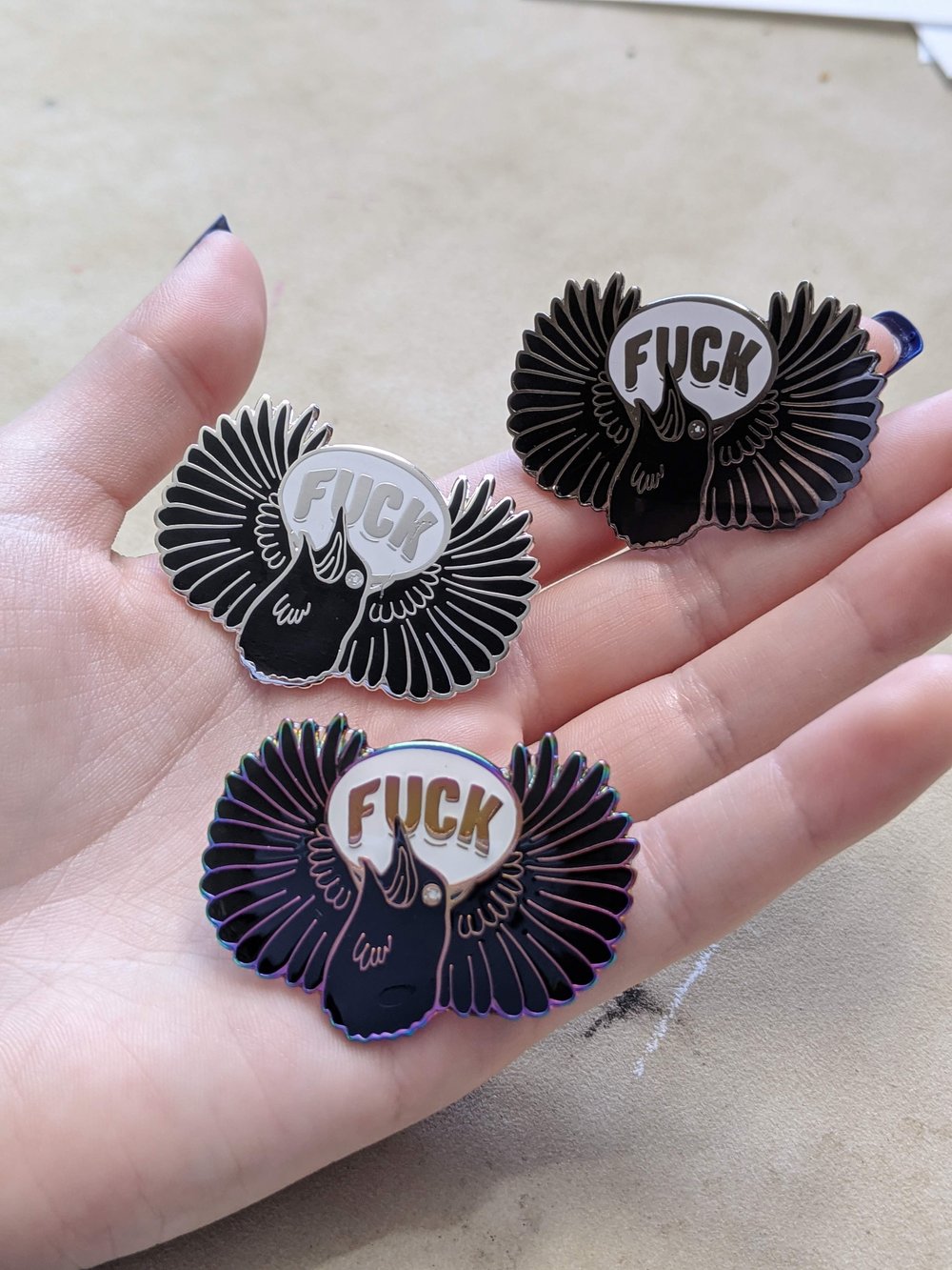 Image of F*CK BIRD CORVID ENAMEL PIN