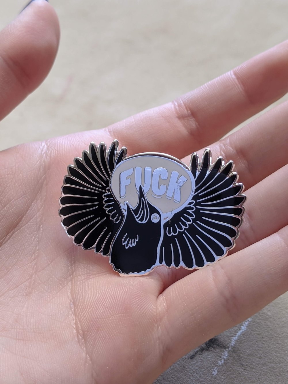 Image of F*CK BIRD CORVID ENAMEL PIN