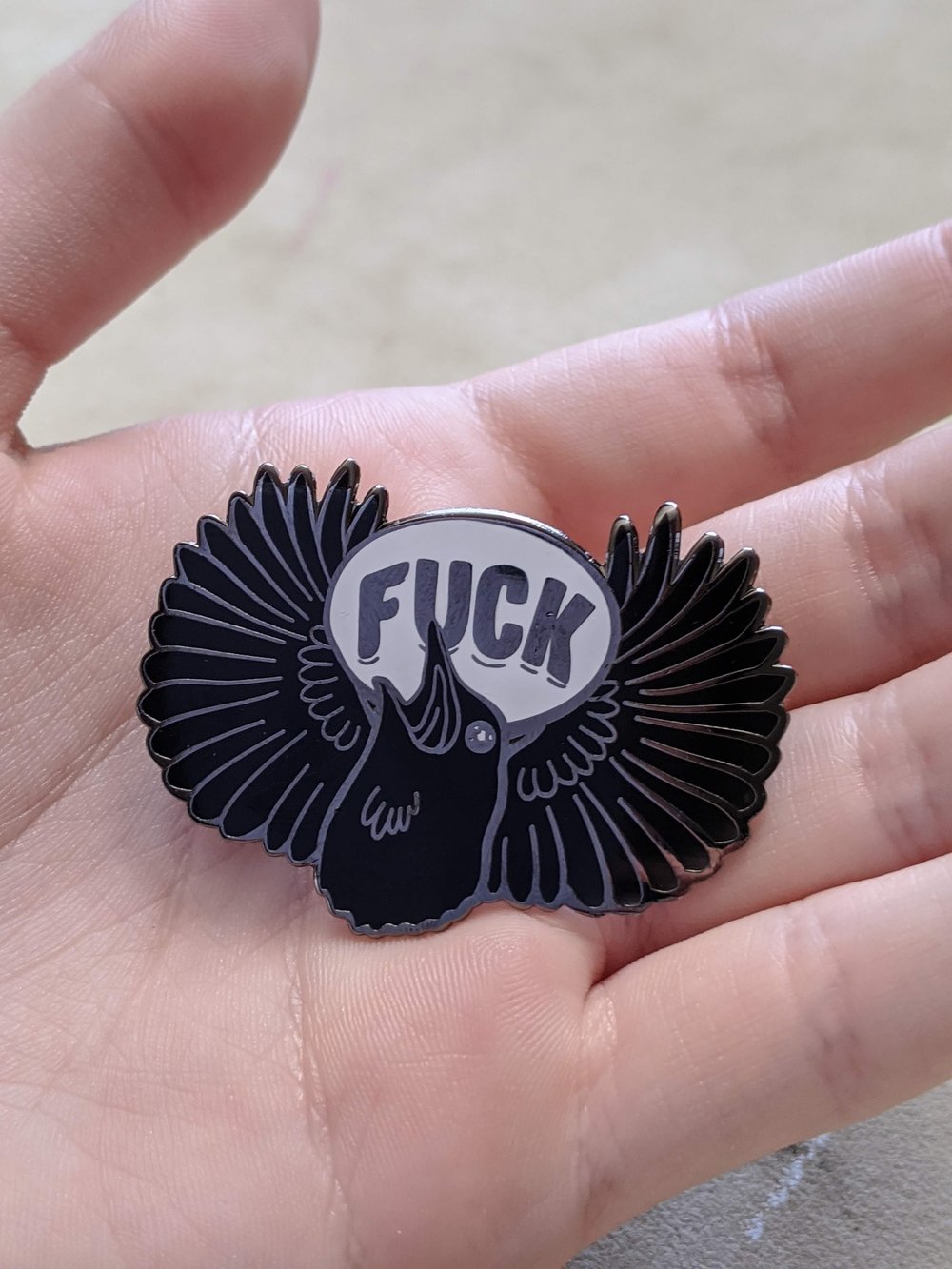 Image of F*CK BIRD CORVID ENAMEL PIN