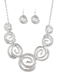  Sliver swirl necklace set