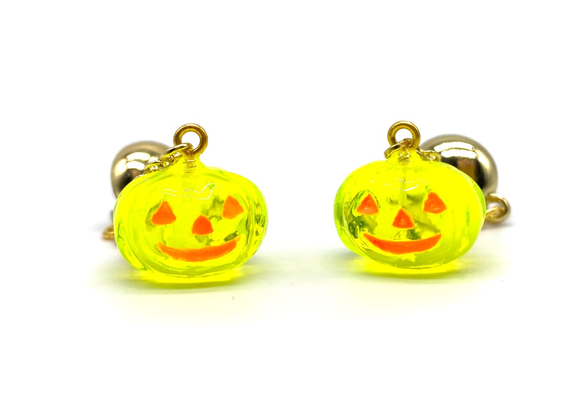 Image of  HALLOWEEN PUMPKIN DANGLE EARRINGS Crystal Yellow