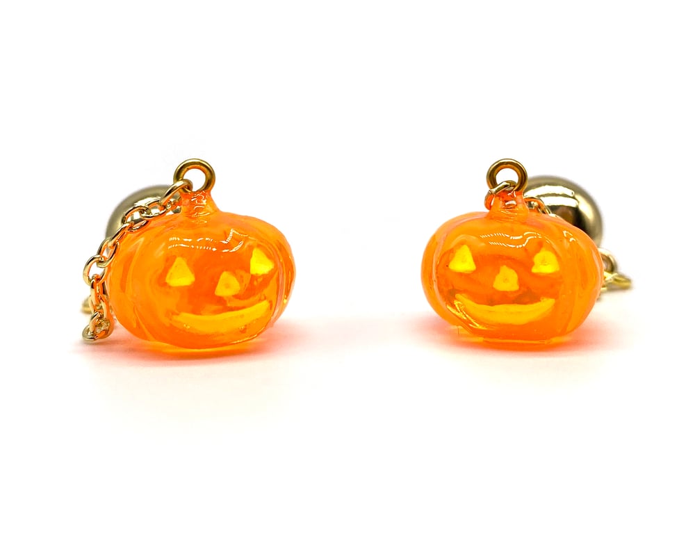Image of HALLOWEEN PUMPKIN DANGLE EARRINGS Crystal Orange