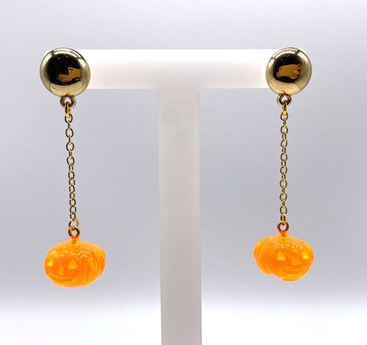 Image of HALLOWEEN PUMPKIN DANGLE EARRINGS Crystal Orange