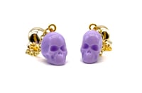 Image 1 of Skull Dangle earrings lavender