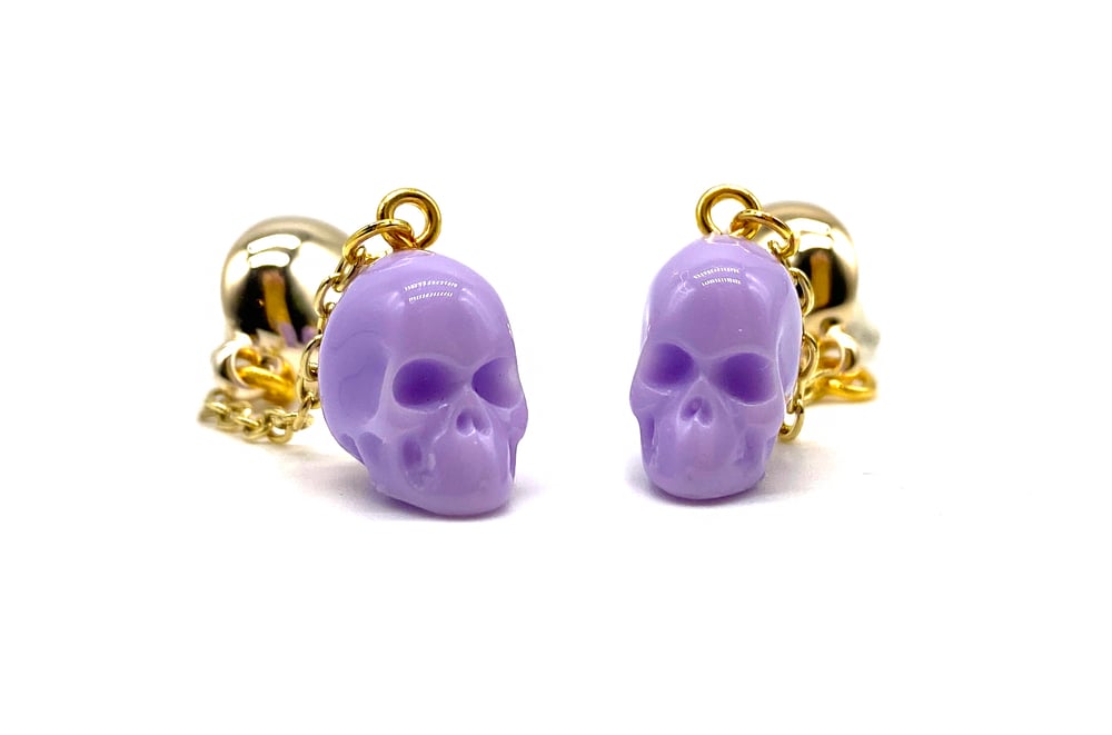 Image of Skull Dangle earrings lavender