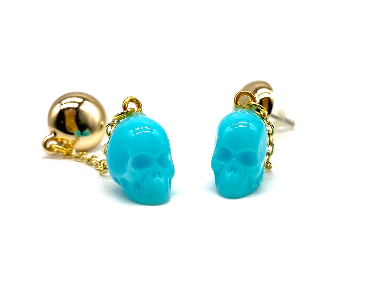 Image of Skull Dangle earrings blue