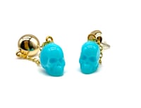 Image 1 of Skull Dangle earrings blue