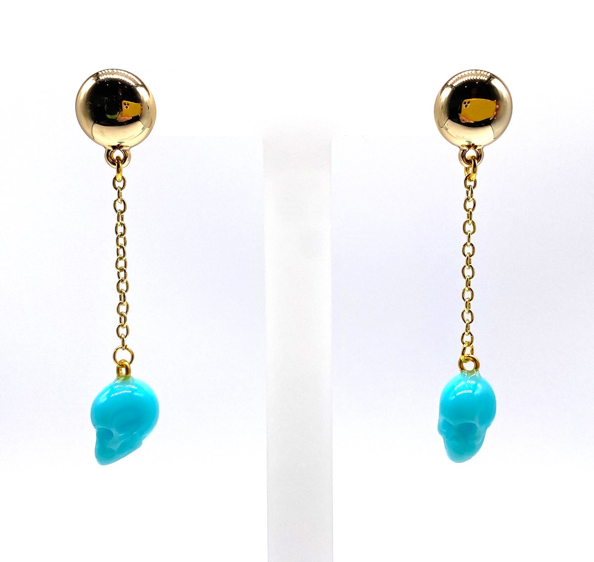 Image of Skull Dangle earrings blue