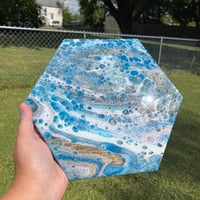 Image 3 of “Bubble Blue Hex” Fluid Painting