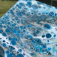 Image 2 of “Bubble Blue Hex” Fluid Painting