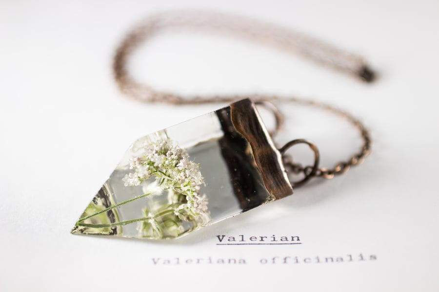 Image of Valerian (Valeriana officinalis) - Small Copper Prism Necklace #5