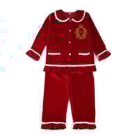 Image 2 of Girls personalised red velvet pyjamas 