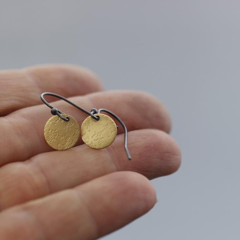 Tiny 14K Gold and Sterling Silver Lace Earrings Image 4