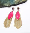 Pink Onyx and Amethyst Chandelier Earrings 