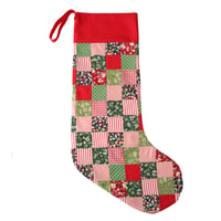 Image 1 of Red & Green Patchwork Stocking