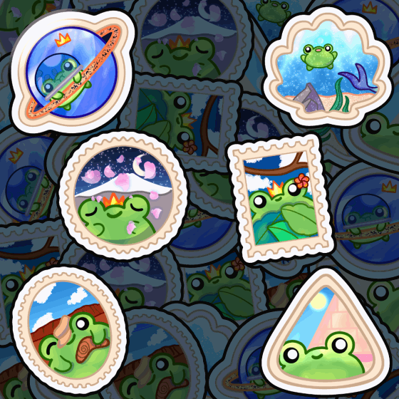 Image of Stamp themed Froggie Prince Stickers