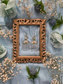 Image 1 of White Floral Afro Pick Earrings