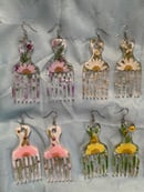 Image 3 of White Floral Afro Pick Earrings