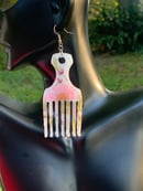 Image 2 of Pink & White Afro Pick Earrings