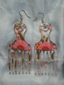 Image 2 of Pink Floral Afro Pick Earrings