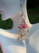 Image 3 of Pink Floral Afro Pick Earrings