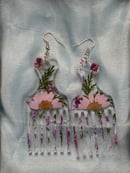 Image 3 of Purple Floral Afro Pick Earrings