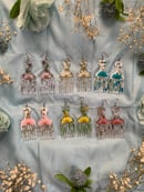 Image 3 of Blue Floral Afro Pick Earrings